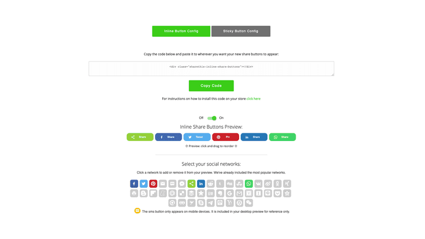Inline button configuration in app admin
