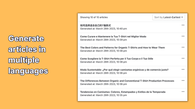 Generate articles in multiple languages