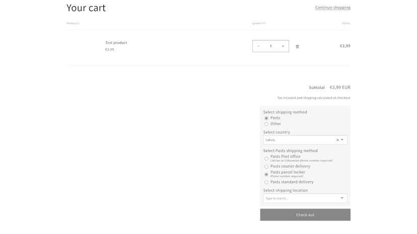 Cart selector without Carrier Service