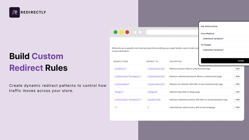 Create wildcard redirect rules to manage URL patterns easily
