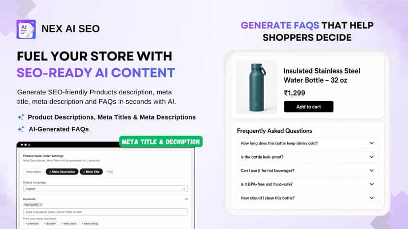 AI product meta content and FAQ generator for Shopify SEO