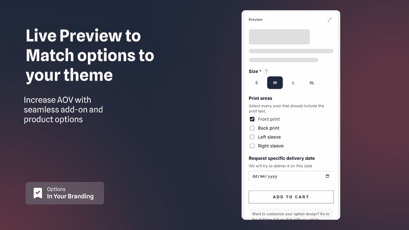 easy product options & customizer
