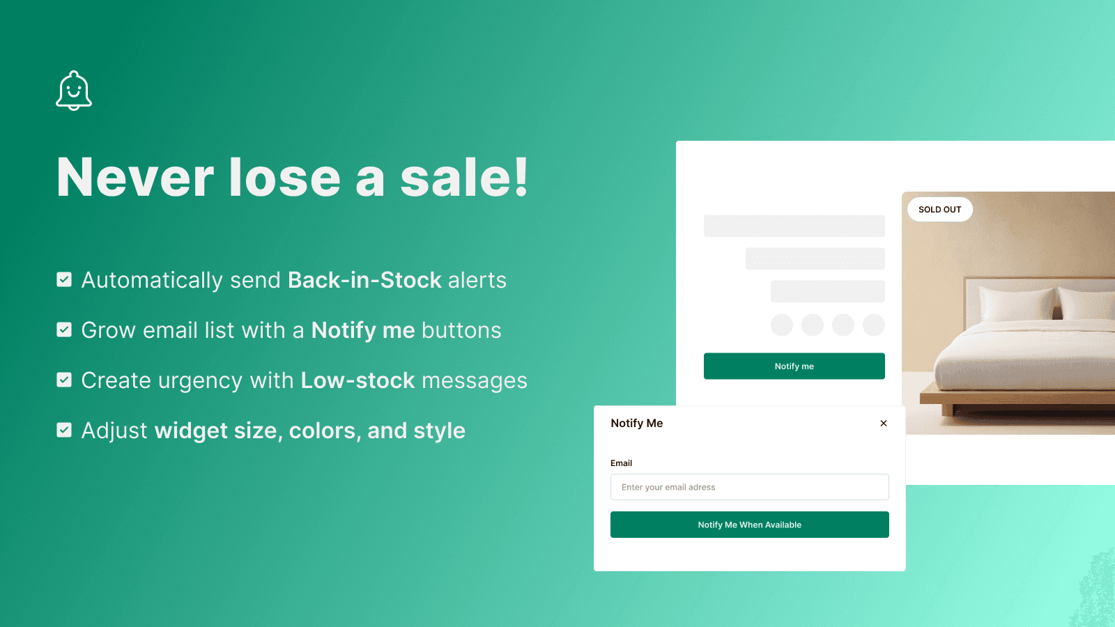 Shopify app image showing the main features of the app