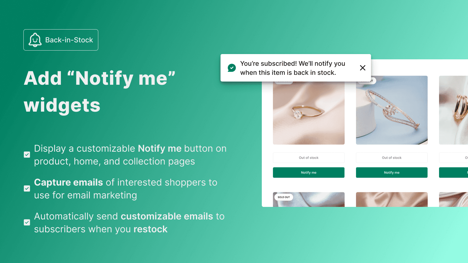 Back in stock notifications for shopify stores