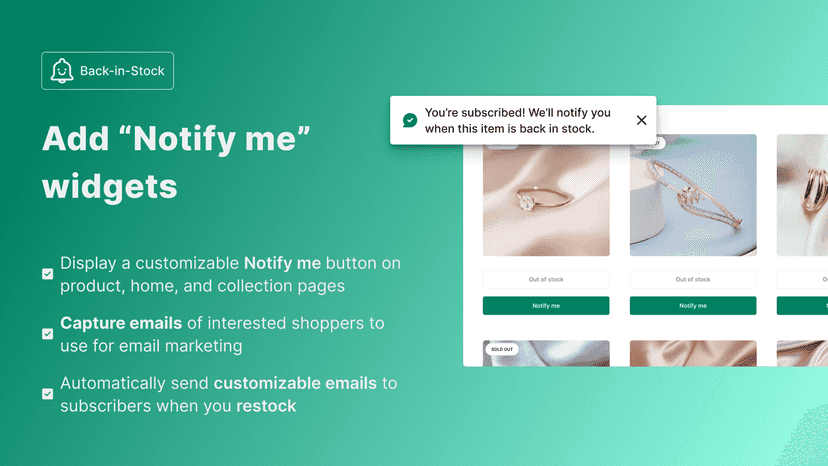 Back in stock notifications for shopify stores