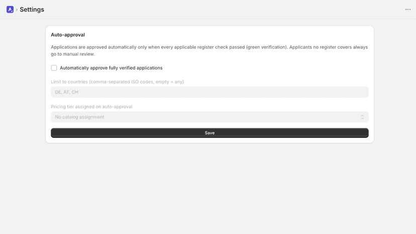 Auto approval setting