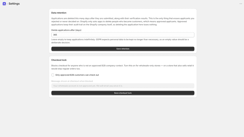 Data retention setting