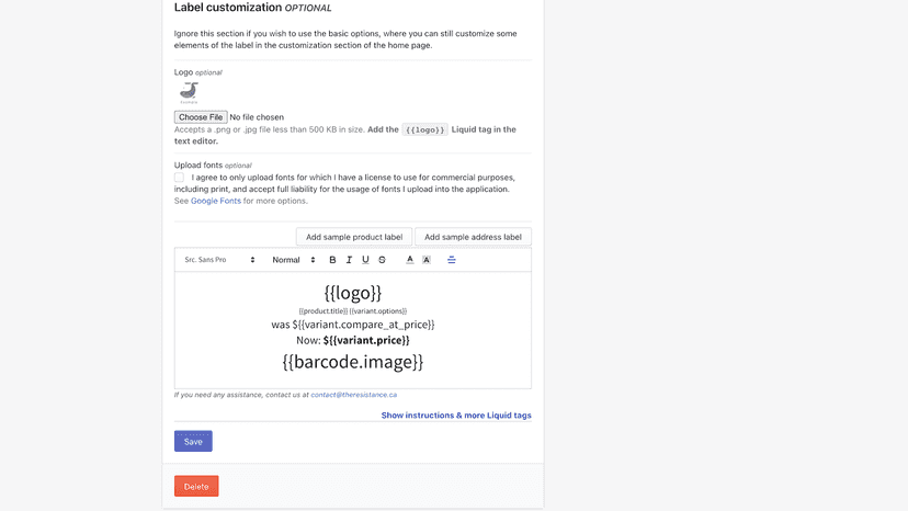 Customization editor
