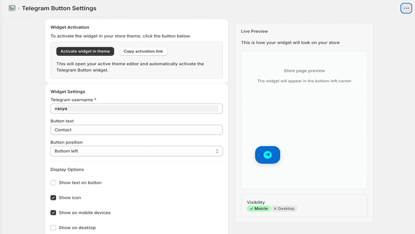 One page customization