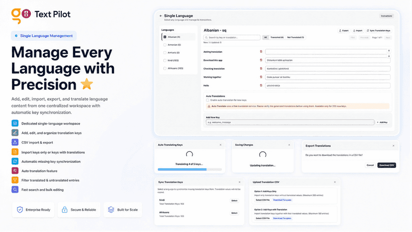 Single language management page.