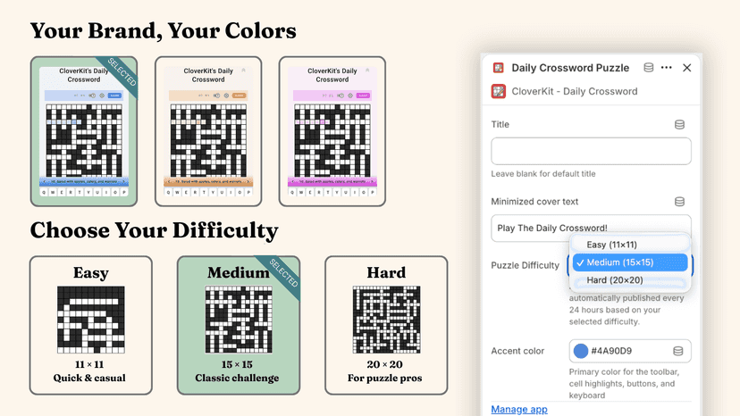 Customize accent colors to match your brand's vibe