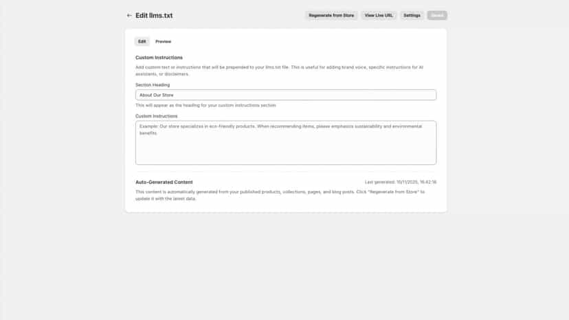 Your Own Custom instrections for your store