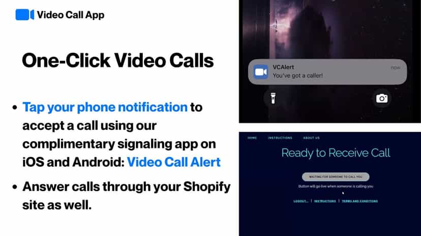Site owner notified of incoming call on desktop or phone