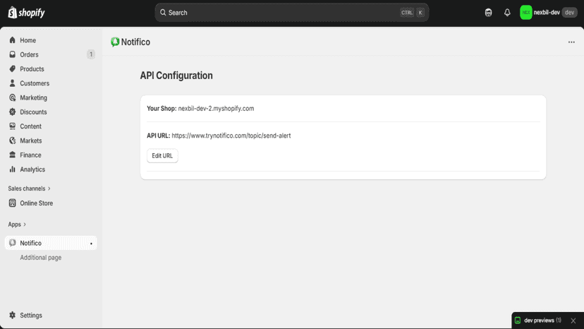Showcasing when url is set.
