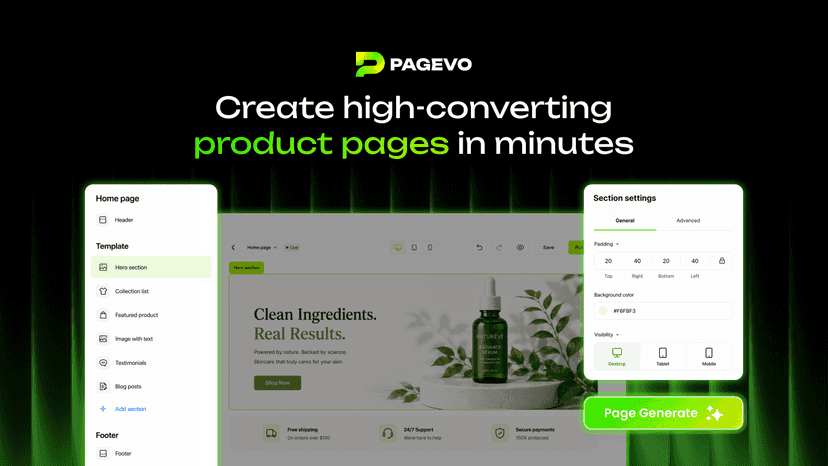 Create consistent product page templates in minutes