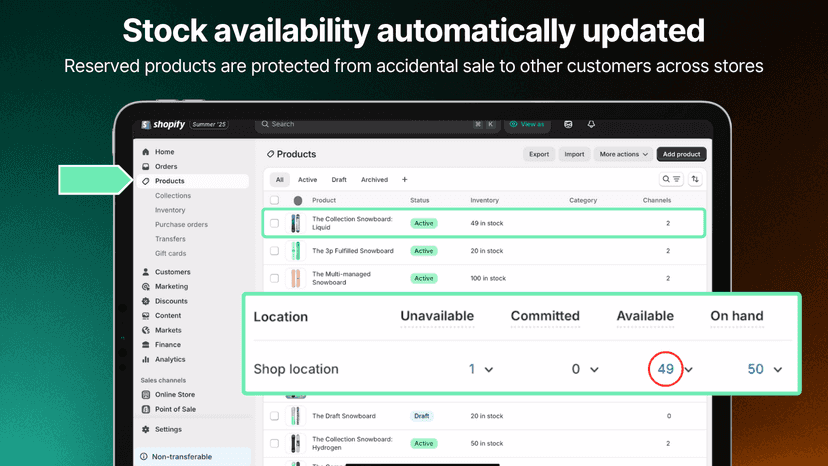 Stock status updates for held items