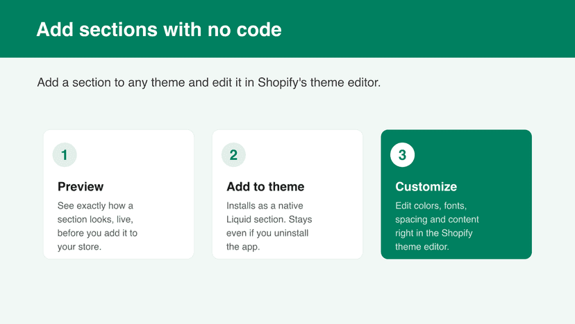 Add a section to any theme with no code in three steps
