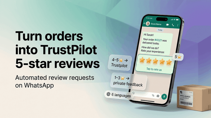 automatic trustpilot review request sent by whatsapp