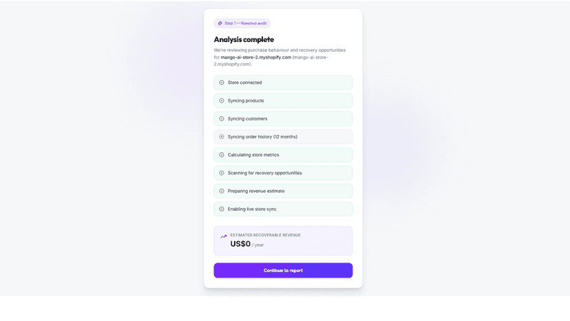 Analyse Store to identify recoverable revenue
