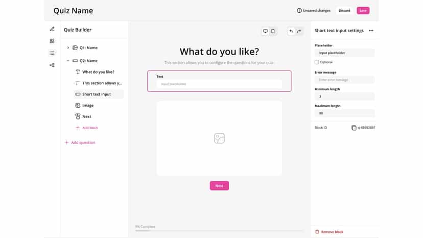 Sensez quiz builder with live preview