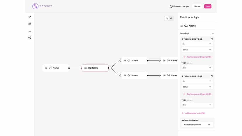 Visual conditional branching logic editor