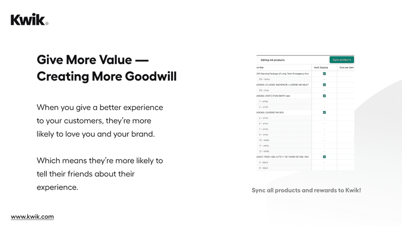 Creating goodwill and syncing products