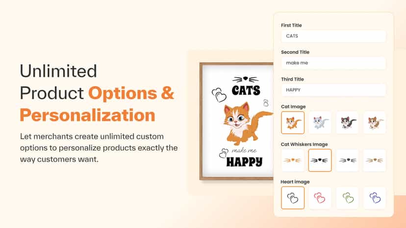 Product Options Personalizer with Text and Image Preview