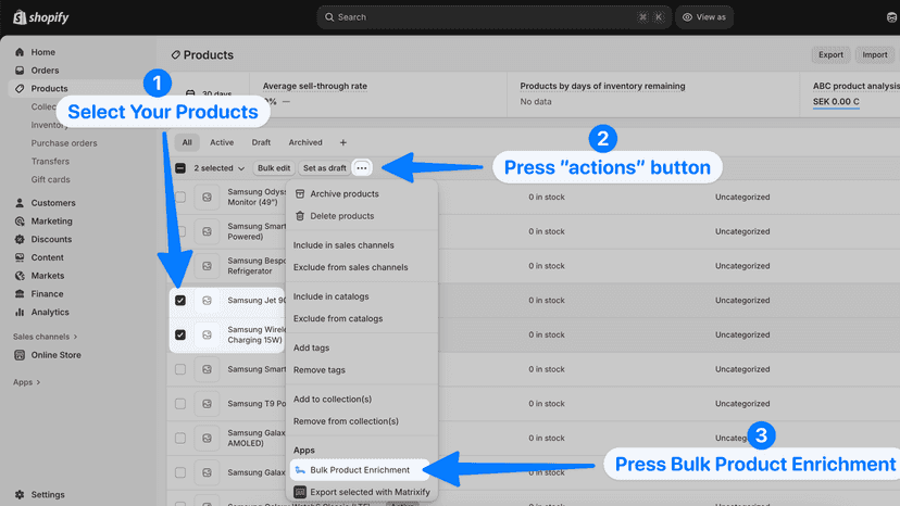 Select Products & Open The Apport Tool