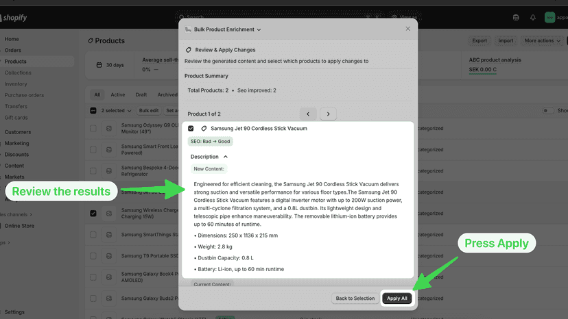 Review The Results & Apply