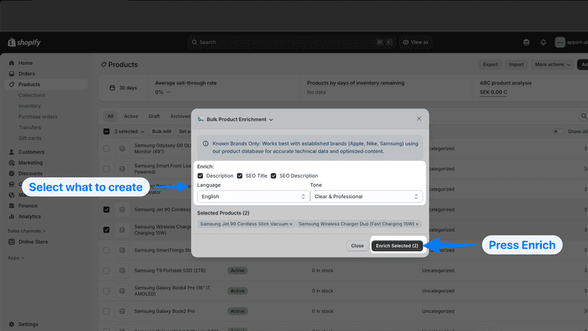 Select Content to Be Created