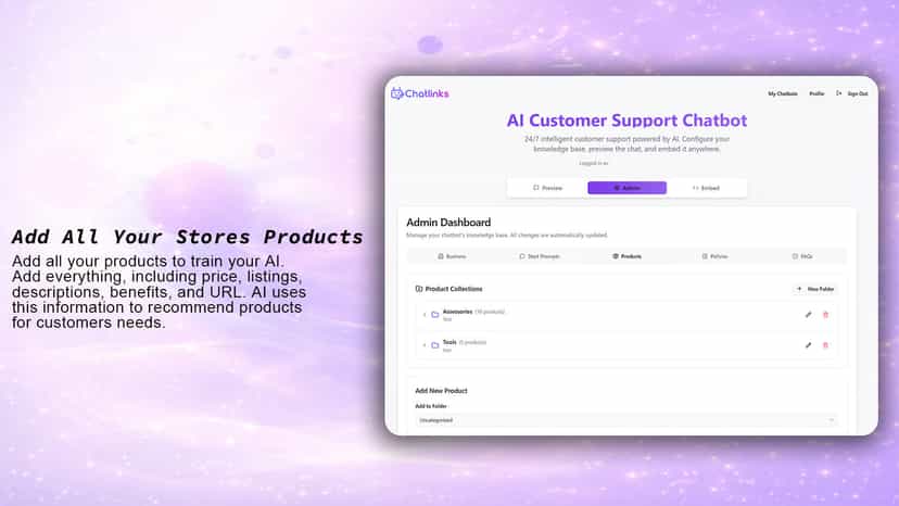 Chatlinks Add Your Products