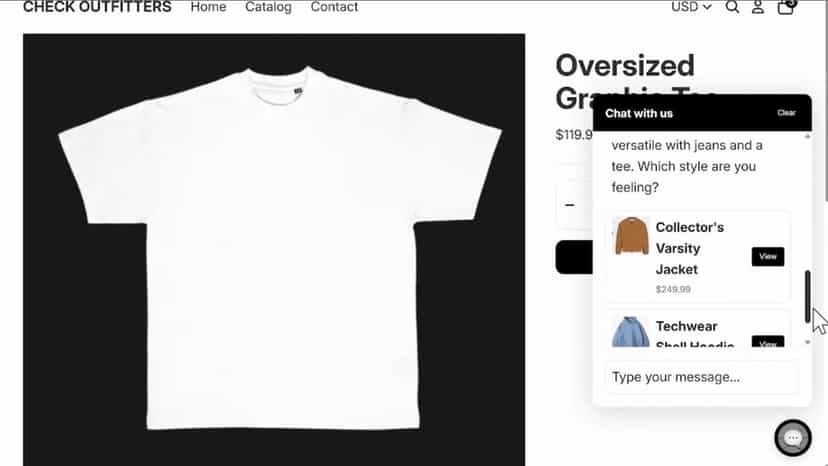 AI Chatbot Recommending Products to an Online Shopper