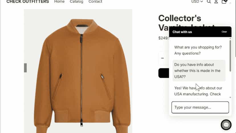 Online Shopper Chatting with Webstore AI about Store Products