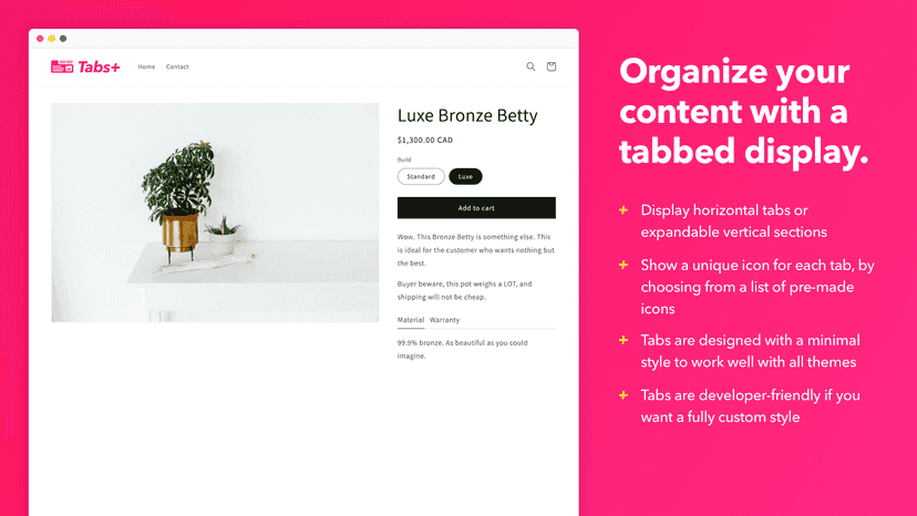 Organize your content with a tabbed display using tab templates