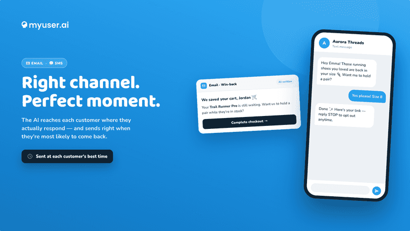 AI win-back email and SMS, sent at the best time