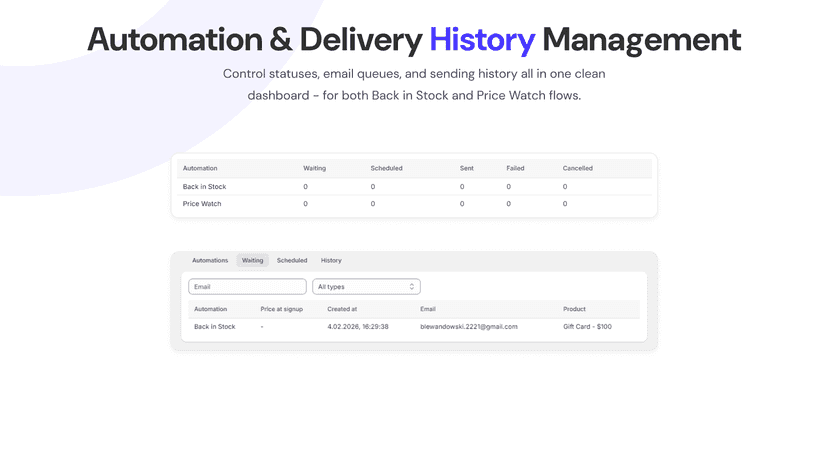 Automation & Delivery History Management