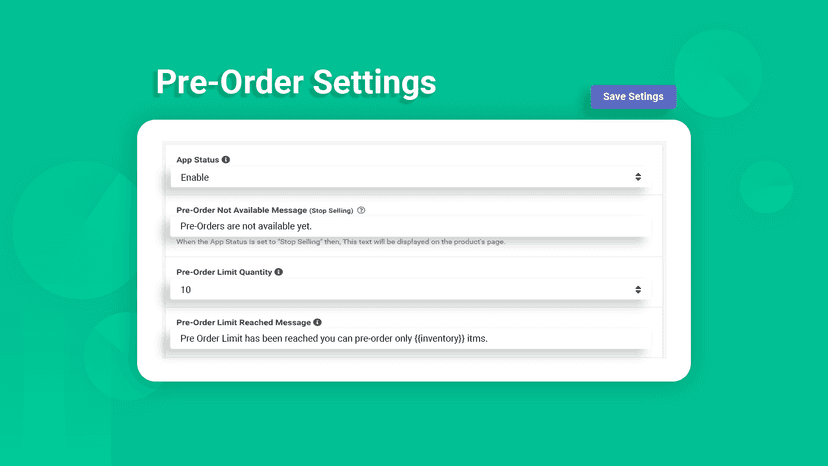 PreVue: Pre Order Products settings