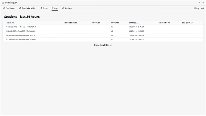 You can see all the logs of the customers that tried to sign in