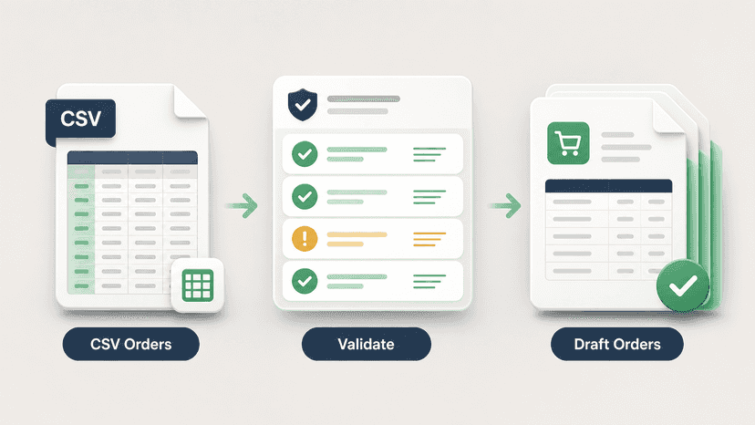 Wholesale CSV validation flow to reviewed draft orders