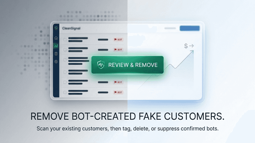 Before and after: CleanSignal removes bot fake customer accounts