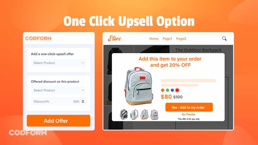 upsell in cod form of codform app in shopify
