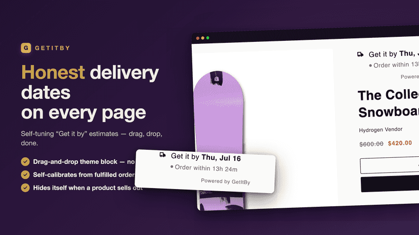 GetItBy honest delivery dates on every product page