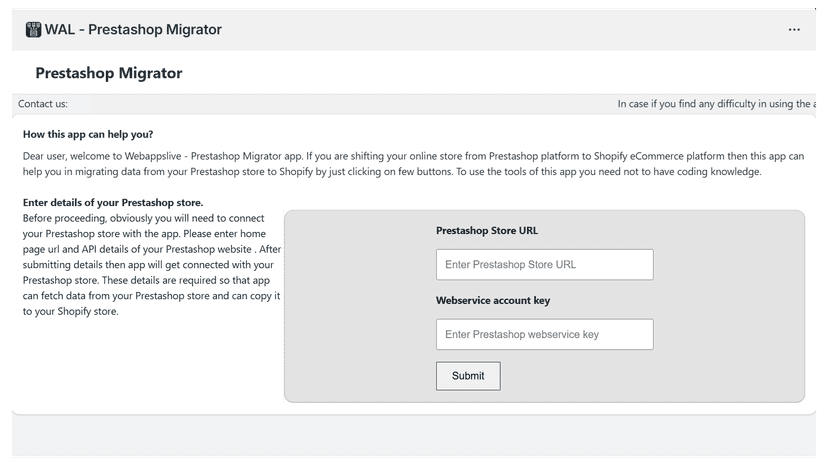 Prestashop Migrator Home