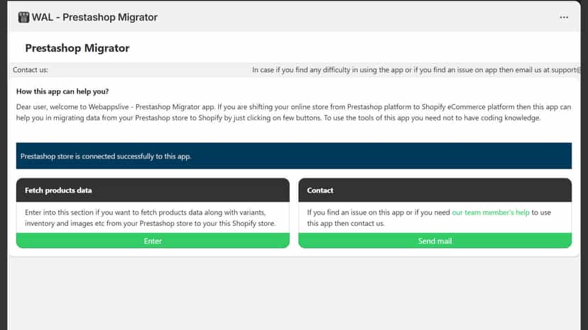 Prestashop Migrator Connected