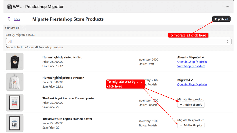 Prestashop Products Migrator
