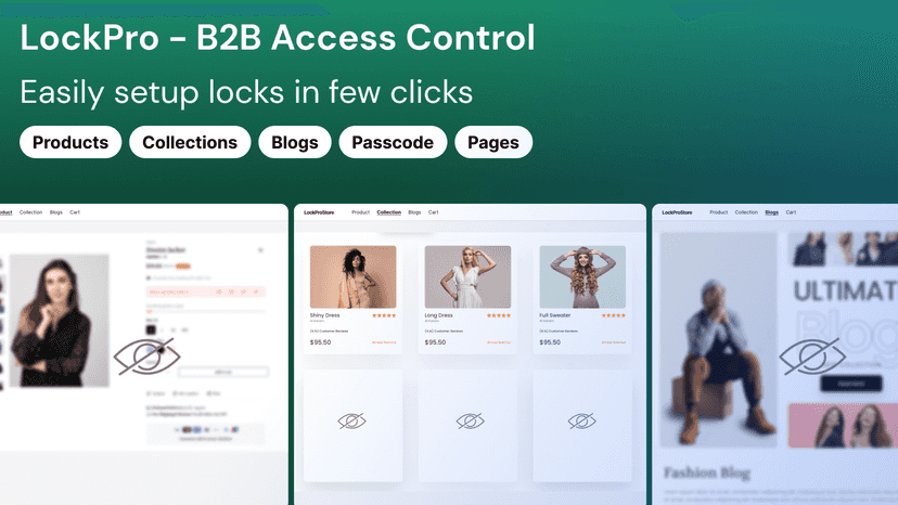 Lock specific product, collection, entire store, blog, passcode