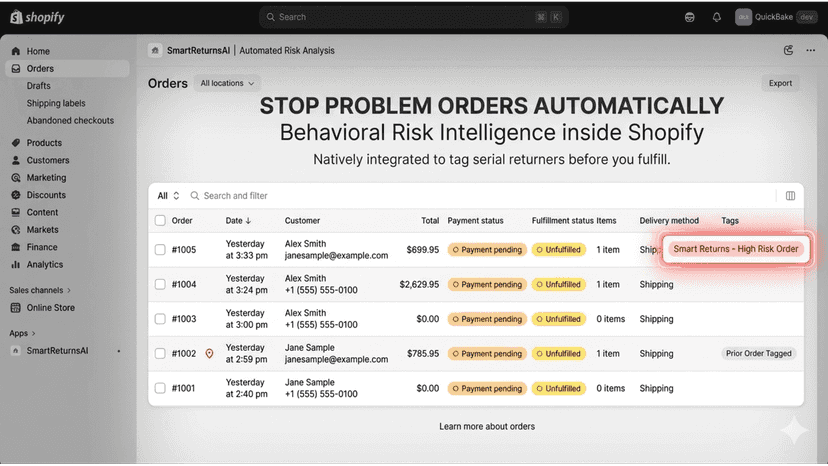 Identifying serial returners with automated order tagging.