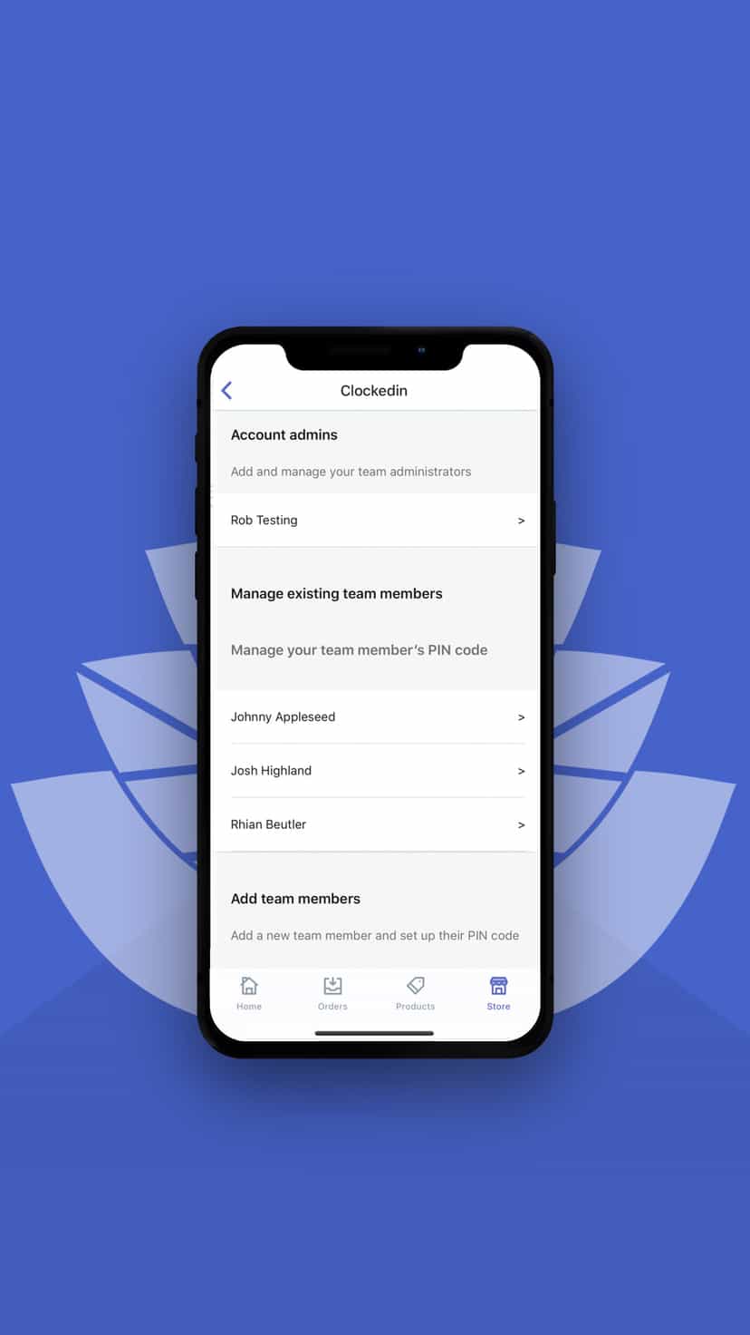 Inside of the mobile POS app, manage your team member's PIN code