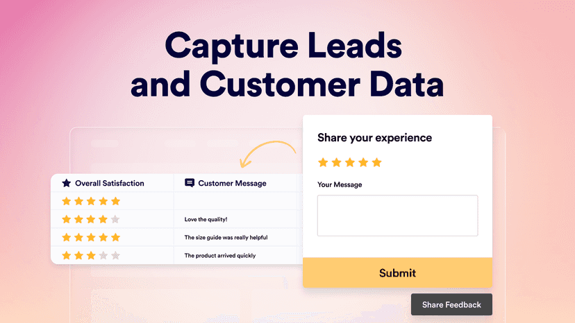 Lead capture form collecting customer information