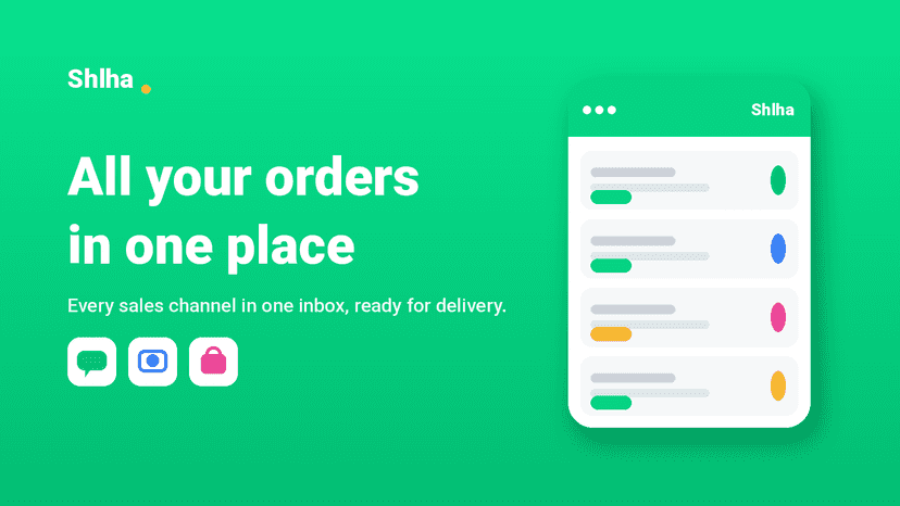 a phone screen showing a list of orders from different channels